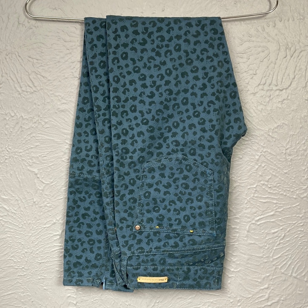 Pilcro And The Letterpress Blue Velvet Leopard Print Pants Women's Size … - Picture 3 of 16